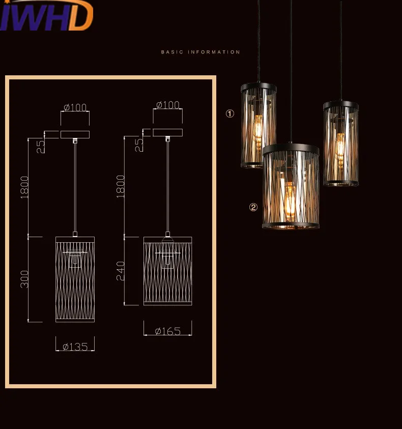 Iwhd hierro hanglampen LED Lámparas colgantes loft industrial vintage lámpara colgante retro cristal dormitorio cocina iluminacion Iluminación