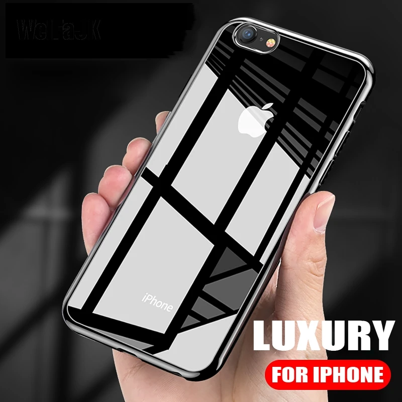 

WeiFaJK Luxury Full Cover Case for iPhone 6 6s 7 8 Plus Silicone Clear TPU Soft Coque for iPhone 7 Plus 8 X 10 Phone Case New