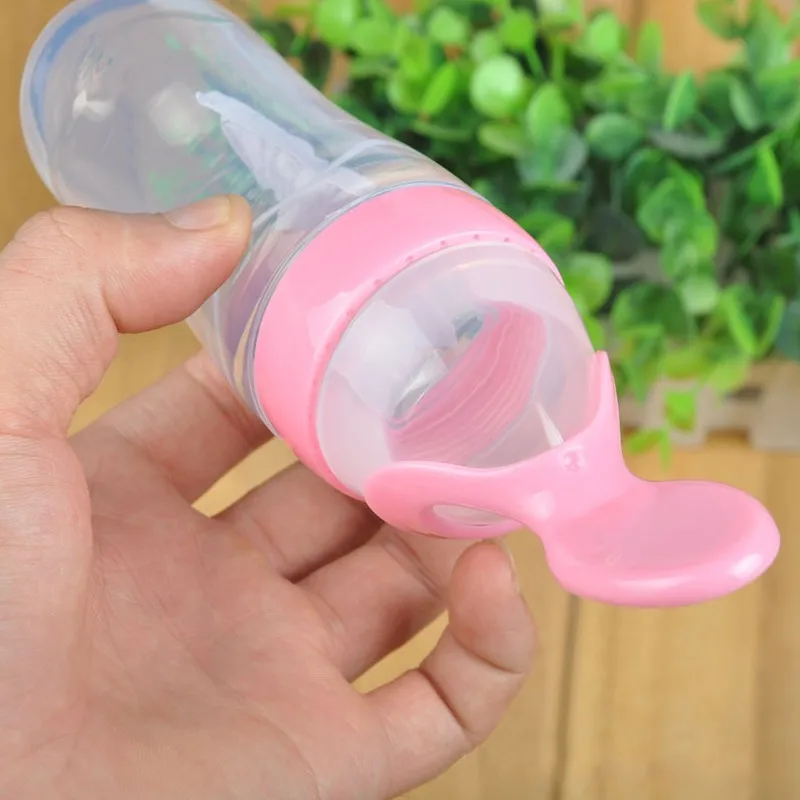 newborn baby feeder training silicone bottle with spoon for kids,extrusion paste food Feeding Utensils alimentacao bebes B0067