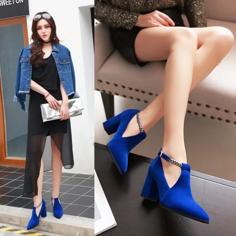 

Women Pumps High Heels Ladies Shoes Elegant Pointed Toe Wedding Female Shoes 2018 Spring Fashion Size 33-43 Blue Black