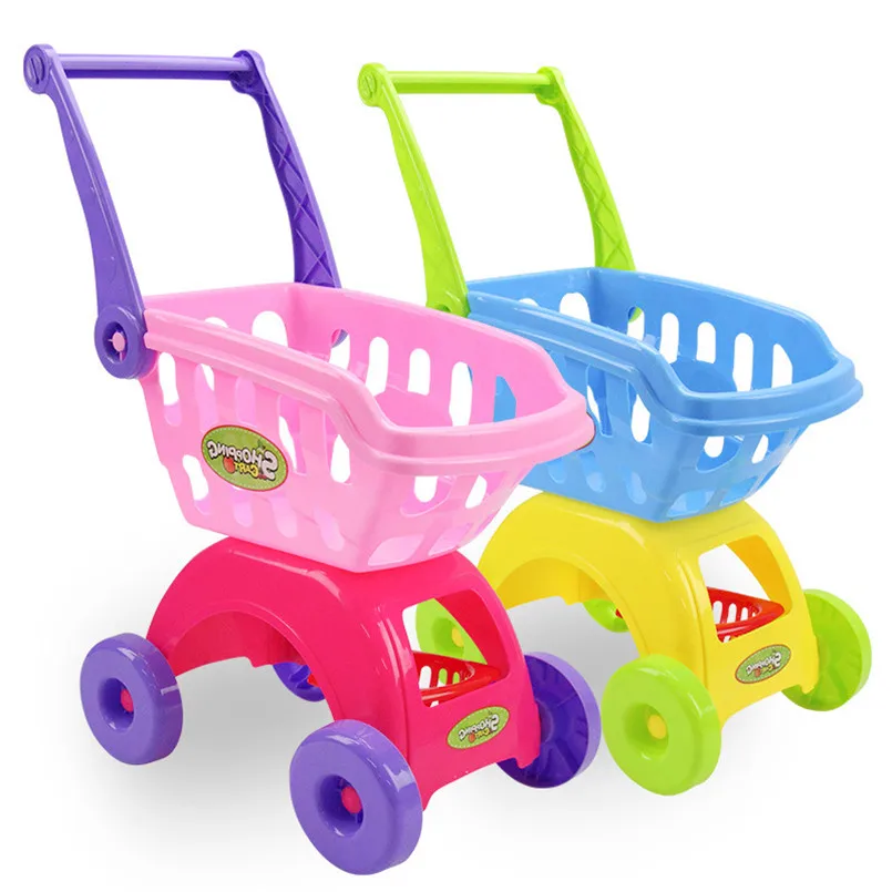 25Pcs Classic Mini Shopping Trolley Cart Pretend Play Set Educational Toys For Children Girls Simulation Fruit Baby Toy Gifts