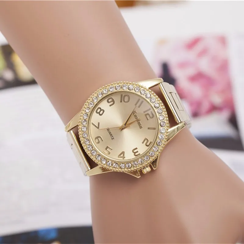 

2018 Fashion brand Luxury Gold Ladies Dress Watches Naiset Kello stainless steel Rhinestone Quartz Watch Women relogio feminino