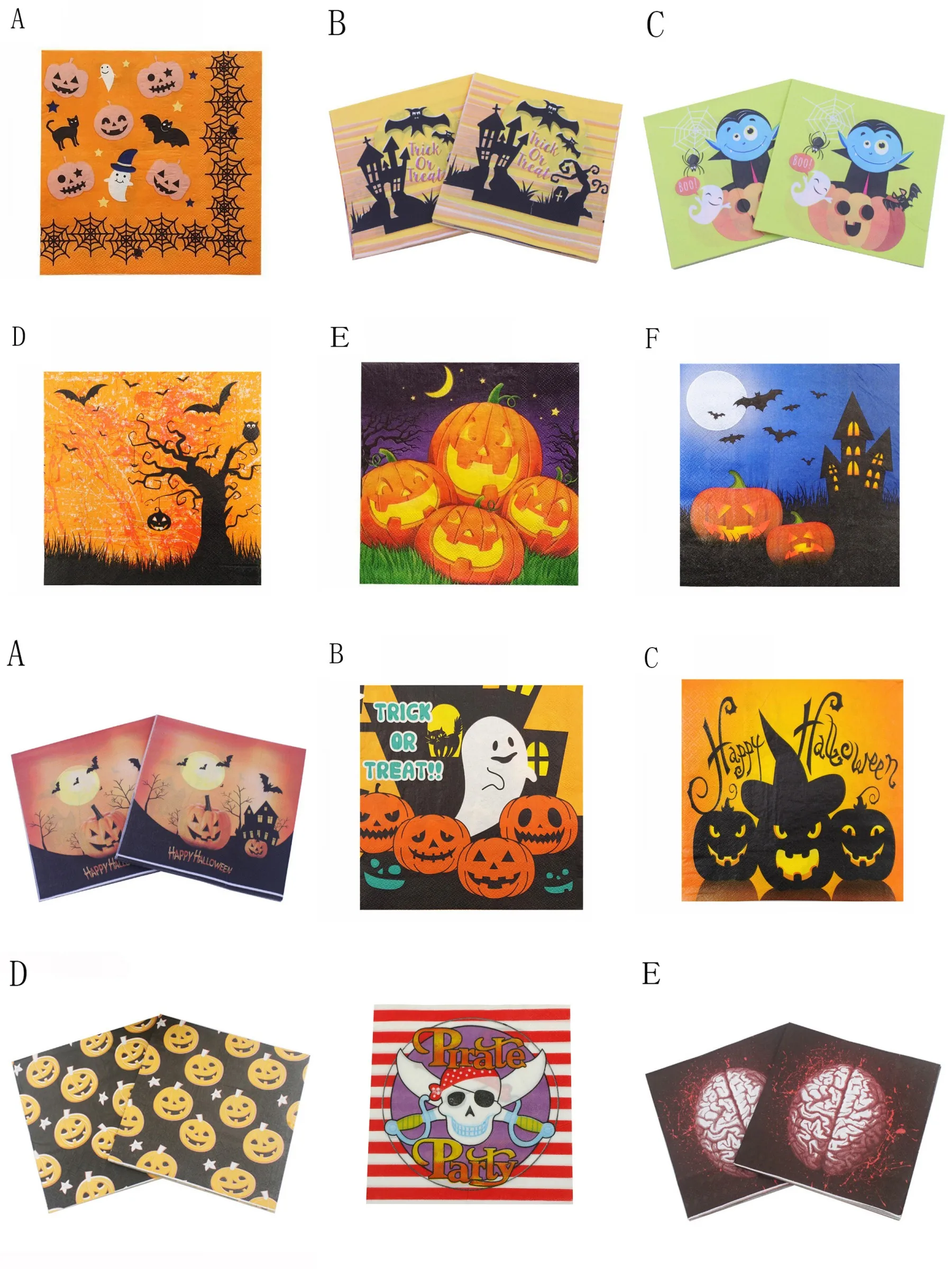 

20pcs/pack Halloween Beverage Paper Napkins Pirate Pumpkin Spider Bat Event & Party Tissue Napkins Decoration Serviettes