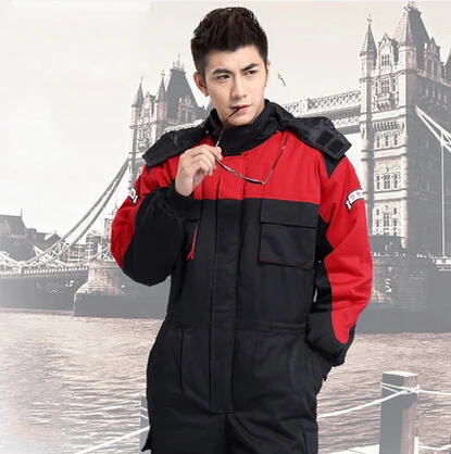 

FREE SHIPPING one piece worker winter thick warm uniform waterproof jacket mechanic winter uniform engineer