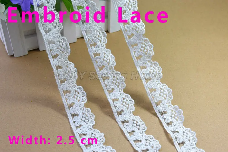 

2.5cm width cotton embroid sewing ribbon guipure lace trim or fabric warp knitting DIY Garment Accessories free shipping#2881