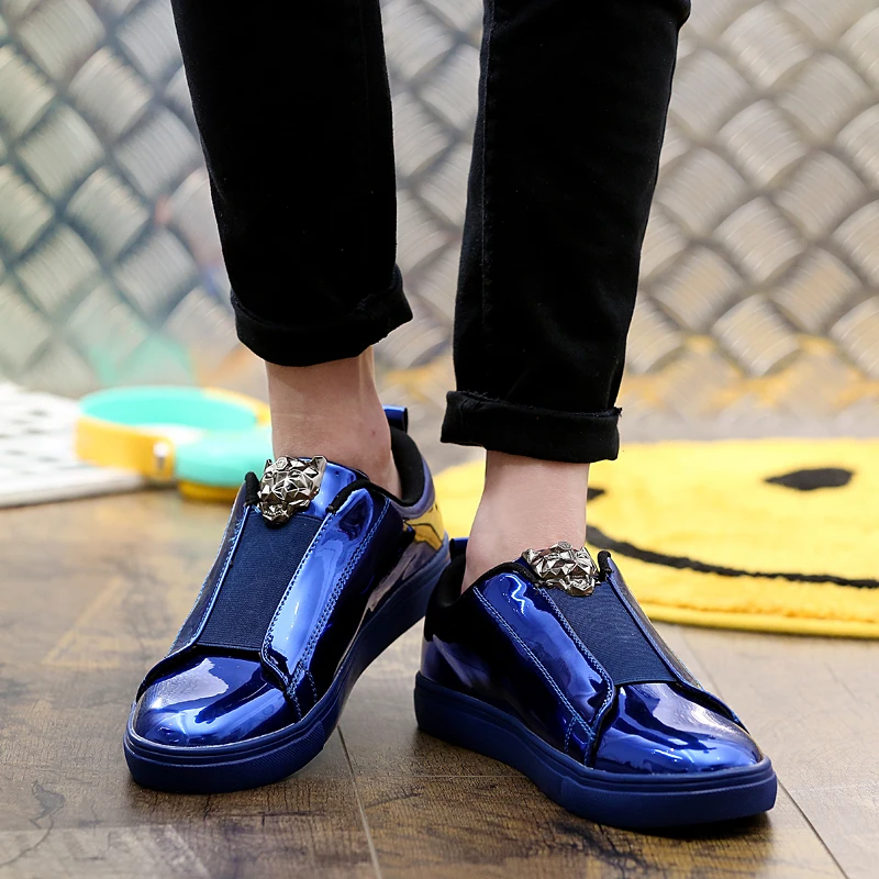 الربيع مرونة الفرقة الذهبية الأسد رئيس pantent جلدية الرجال الشقق عارضة تنفس الراحة المشي سكيت أحذية zapatos hombre الربيع مرونة الفرقة الذهبية الأسد رئيس pantent جلدية الرجال الشقق عارضة تنفس الراحة المشي سكيت أحذية zapatos hombre