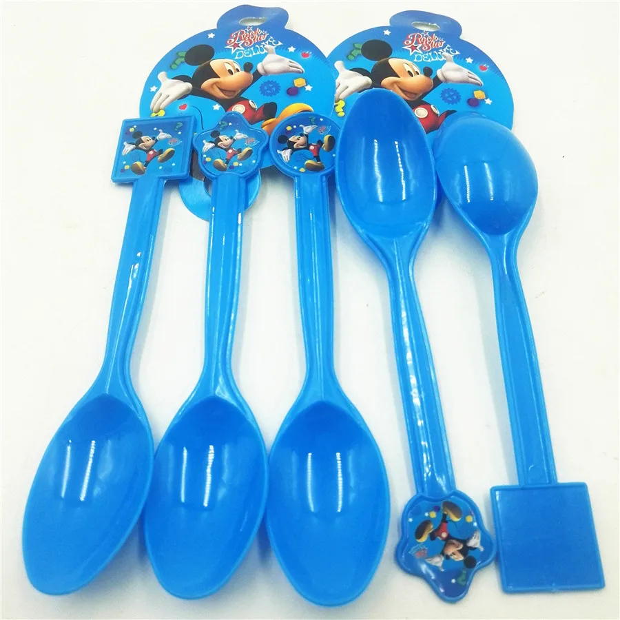 

10pc Mickey Mouse Plastics Spoon Party Supplies Cartoon Birthday Theme Decoration Baby Shower Festival For Kids Girls Boys