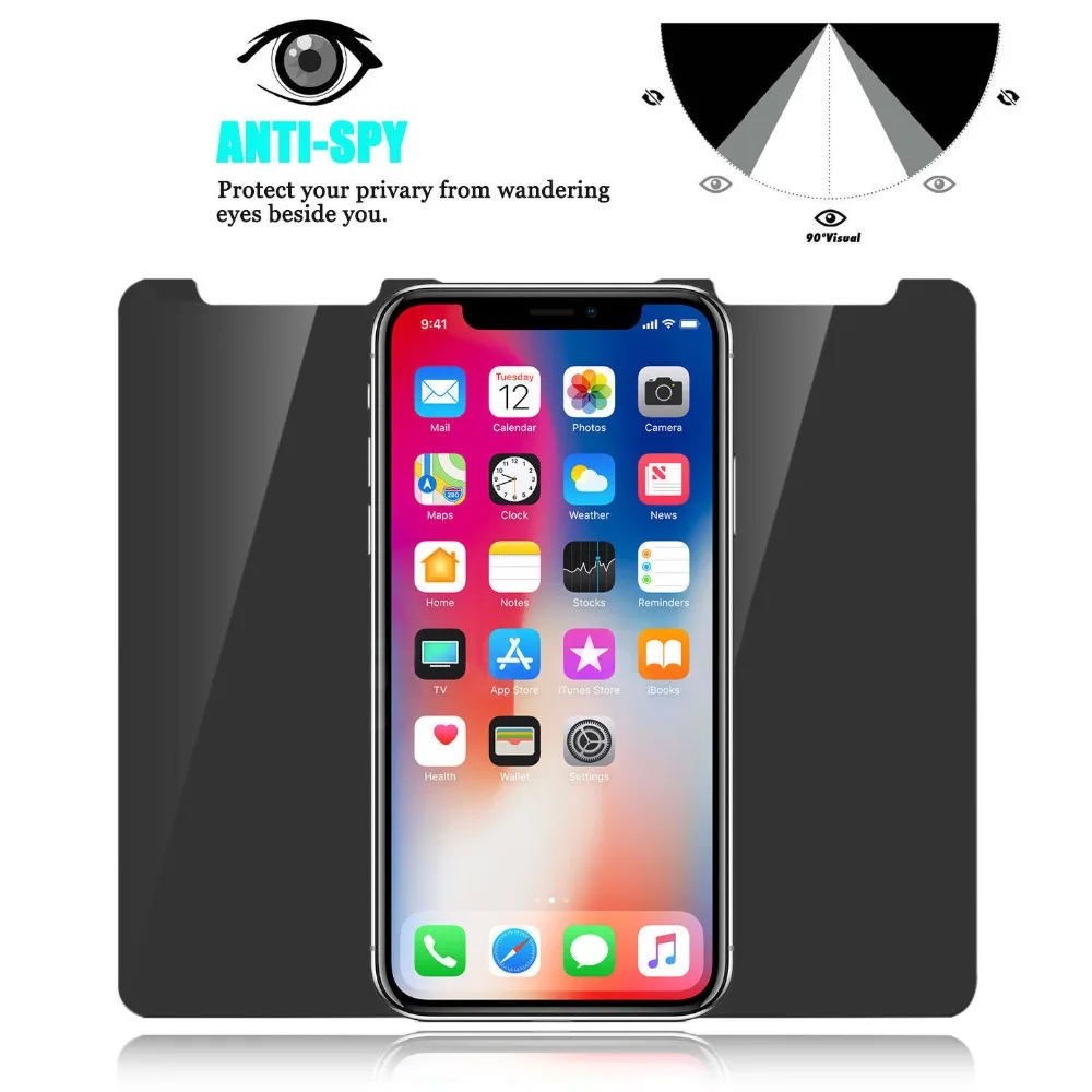 9H 2.5D антишпионское закаленное стекло для iPhone X XS MAX XR 11 Pro Max Peeping Glare Защитная пленка для экрана 5," 6,1" 6,5"