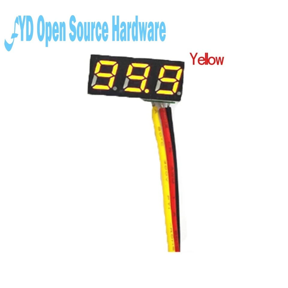 Трехпроводной DC0-100V DC Цифровой вольтметр Глава 0,28 дюйма светодиодный цифровой вольтметр регулируемый - Цвет: Yellow