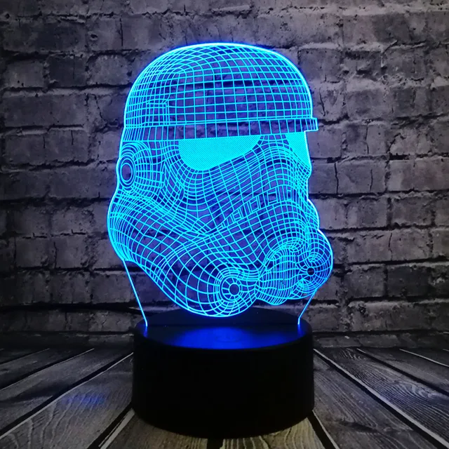 Luz Nocturna 3D RC Star Wars clon force blanco Darth Vader Caballero Guerrero figura de juguete ilusión LED USB Lámpara gradiente regalo de cumpleaños