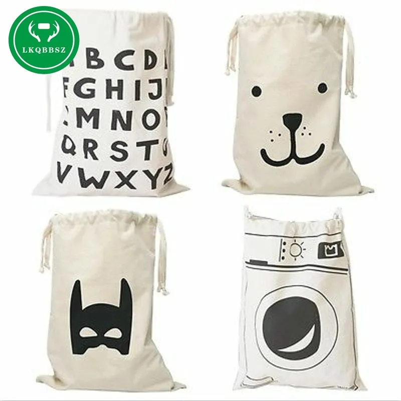 

2016 New! Extra large Cotton Canvas Laundry bag Canvas Storage Bag for Toys Cloth Bear Washing machine Batman Letters 6 patterns