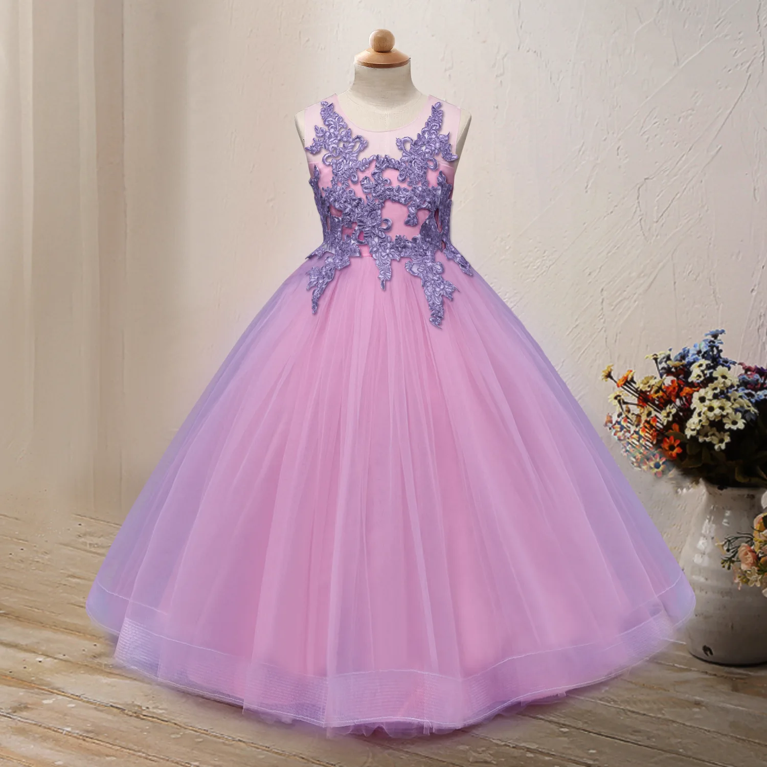 Элегантное вечернее платье для девочек на свадьбу; длинное платье с вышивкой для выпускного вечера; платье принцессы для девочек; праздничное платье с v-образным вырезом на спине