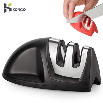 

KONCO Knife Sharpener 2-Stage Diamond Coated Wheel System Fast Safe and Easy Knife Sharpening Tool for Kitchen Knives Tools