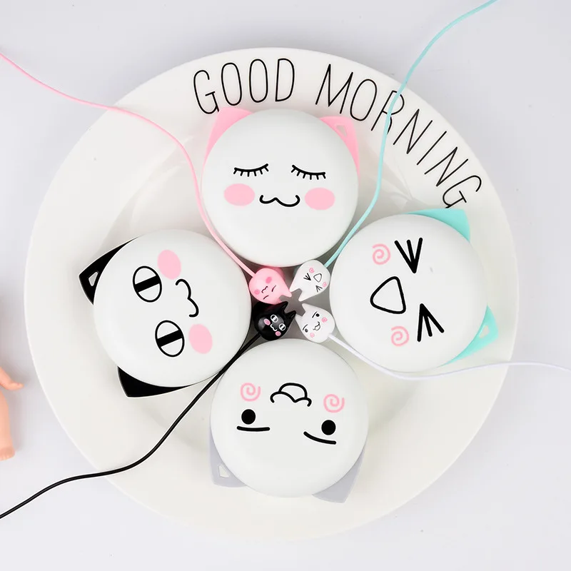 Chiclits Earphone Cute Facial Expression Cartoon Cat In-ear Headset With Mic Earplugs With Storage Box For Xiaomi Android phone Kids Girls Gifts (12)