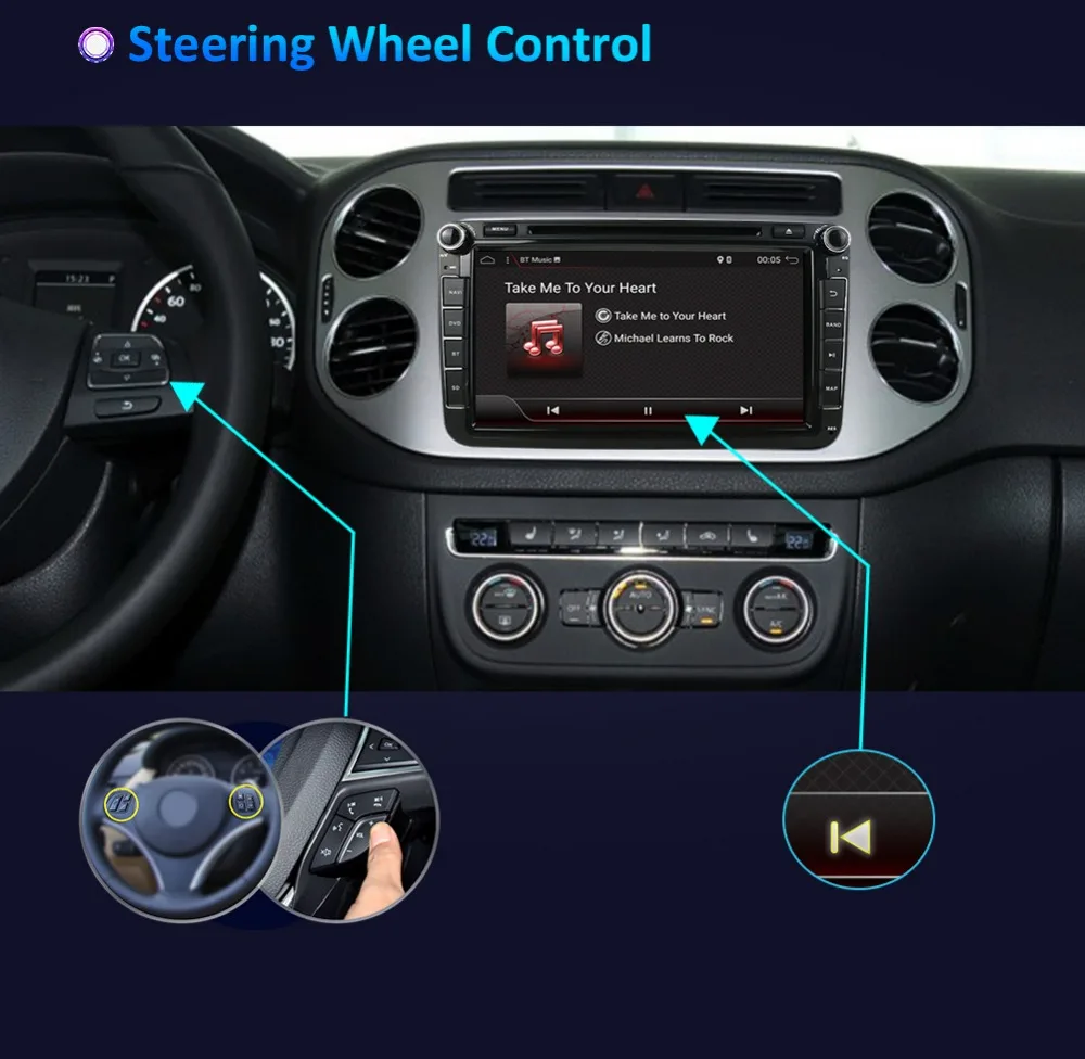 Top 2 DIN Octa Core Android 8.1 Car DVD GPS WIFI USB For Volkswagen GOLF 5 6 POLO TOURAN EOS PASSAT CC TIGUAN SHARAN SCIROCCO Caddy 3