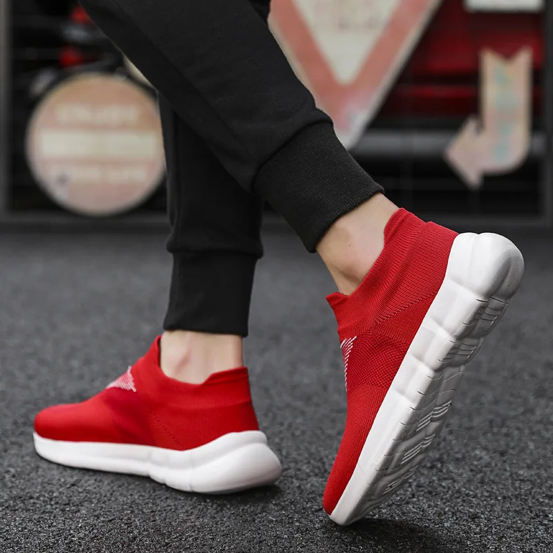 JINBEILEE Large Size Men's Lightweight Running Shoes Casual Breathable One-legged Shoes Men's Flying Woven Sneakers