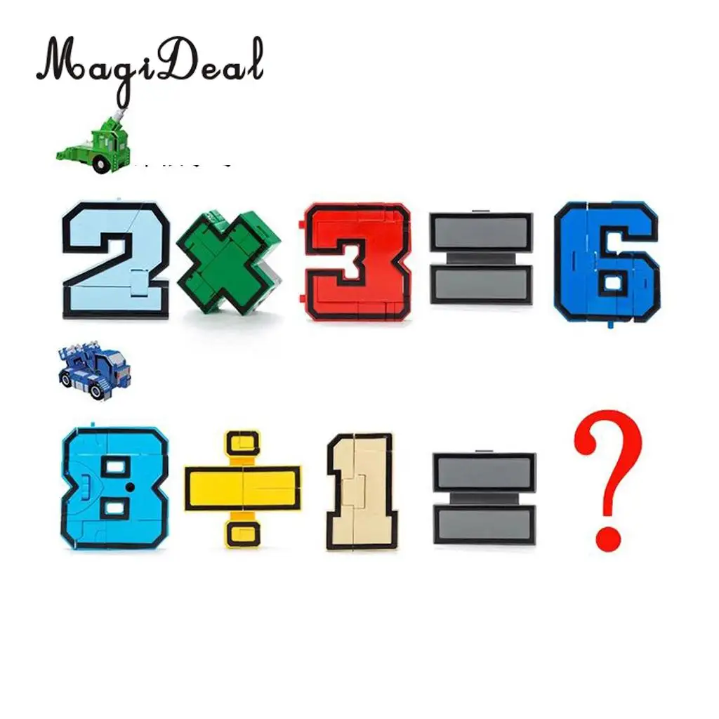 MagiDeal 1Set Numbers Armour Team Transform Robot Toy for Kid Role Play Display Toy Math Teaching Prop Boys Great Gift Present