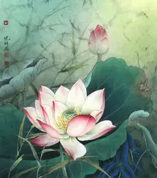 Китайский классический розовый цветок лотоса пейзажи маслом холст спандекса напечатаны на холсте Главная стены украшения искусства picture