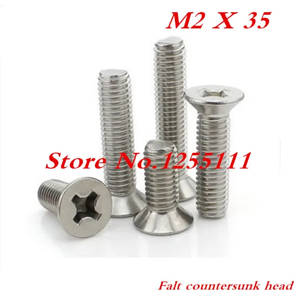 100pcs DIN965 M2 x 35 M2*35 Cross Recessed Flat Countersunk Head