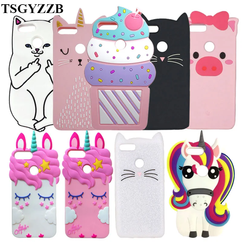 

For Huawei P Smart Case Cute 3D Cartoon Soft Silicone Unicorn Cat Stitch Protective Phone Back Cover For Huawei P Smart/Enjoy 7S