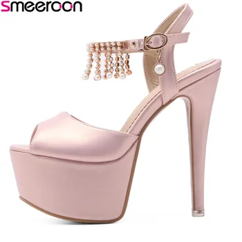 

Smeeroon 2020 new style Size 33-48 fashion extreme high heels sandals with buckle peep toe party sexy women summer shoes