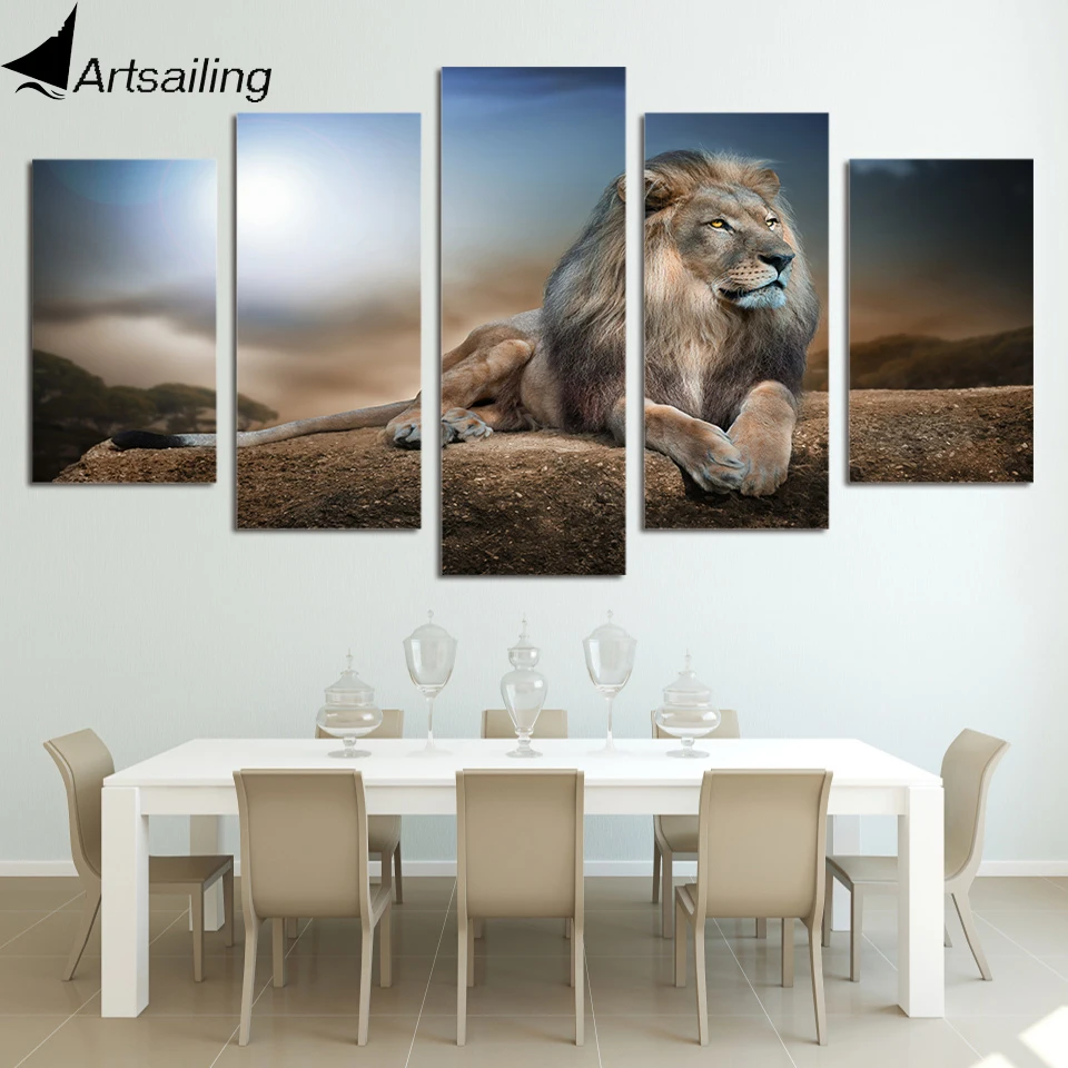 HD Printed Animals Lion Group Painting Canvas Print room decor print