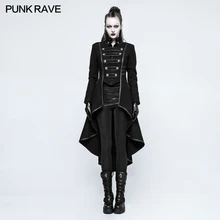 Новая панк Рейв рок военная форма с высоким воротником длинное пальто куртка размера плюс черная мотоциклетная повседневная женская верхняя одежда Y786