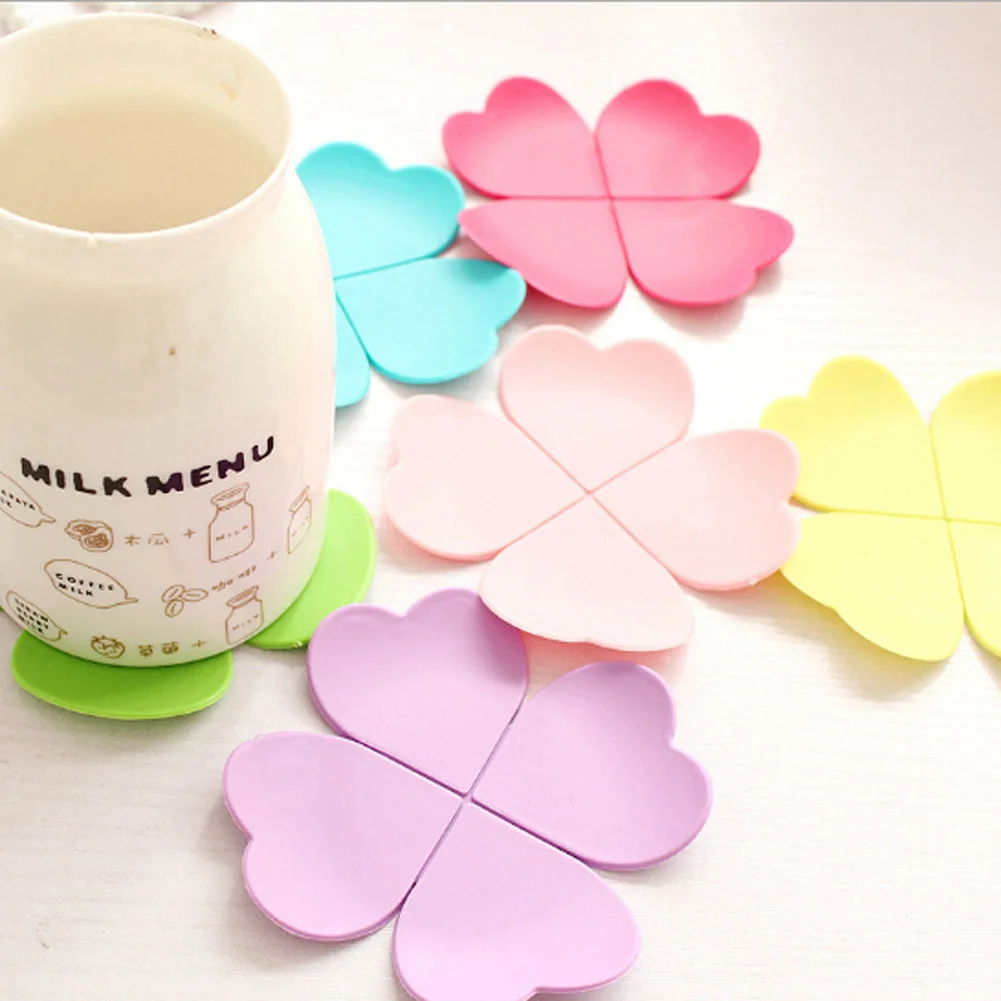 Leaf Shaped Coaster Reviews Online Ping 1pc Four Leaf Clover Table Mat Silicone Heart Shape Pad Heat Insulation Cup Coaster Cushion Placemat
