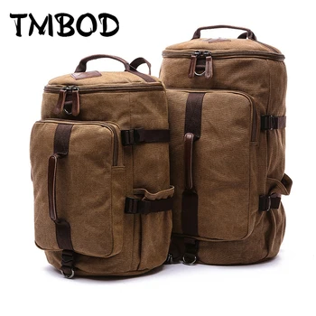 

New 2019 Men Barrel-shaped Backpack For Male 2 size Canvas Travel Bag Multifunctional Causal Tote Shoulder Bags Bolsa an687