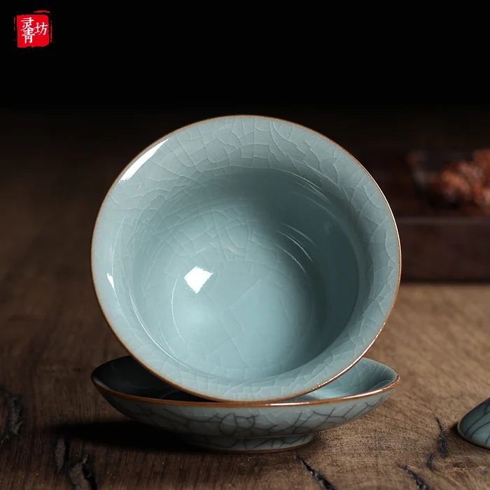 [GRANDNESS] Китайский Ge Kiln Longquan Celadon фарфоровая китайская гайвань чайные чашки и чаша керамическая 155 мл хрустящая глазурь чайник