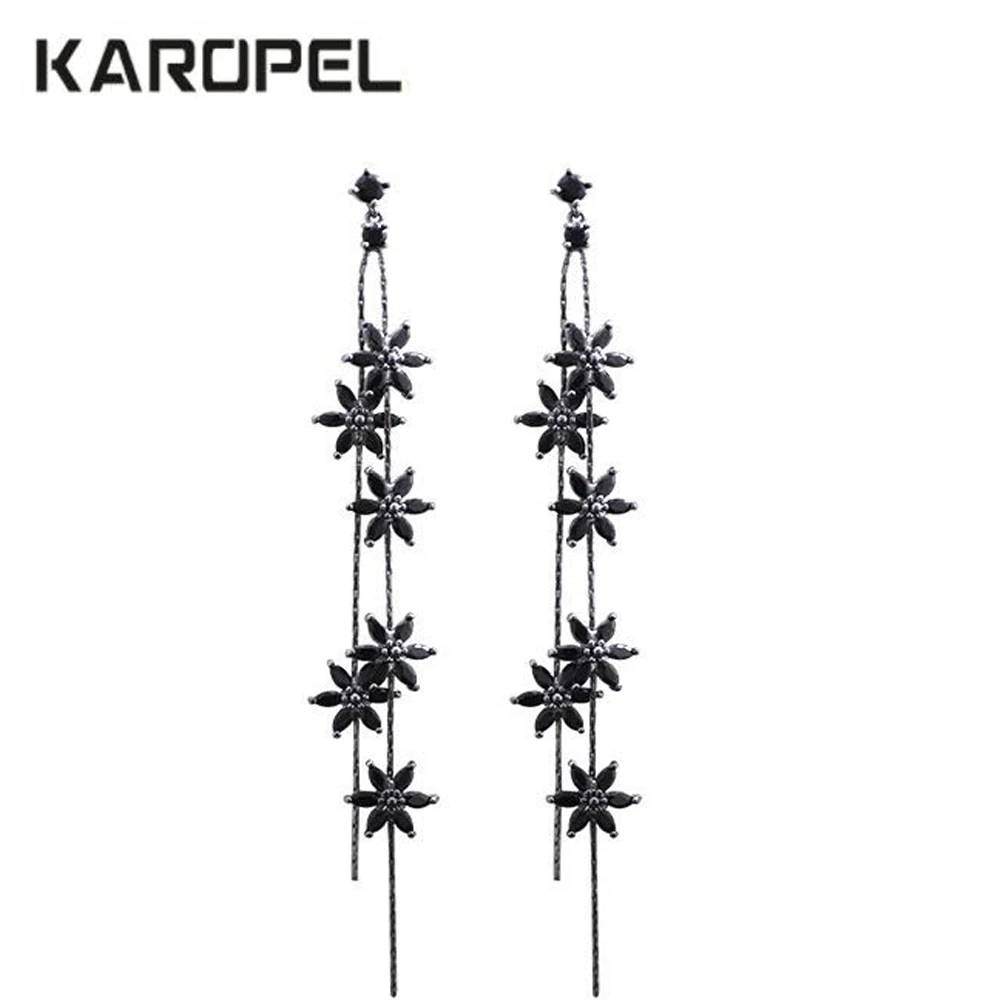 

Luxury Statement Long Dangle CZ Zircon Crystal Flowers Earring Cubic Zircon Wedding Party Bridal Fringed Fahion Jewelry Gift