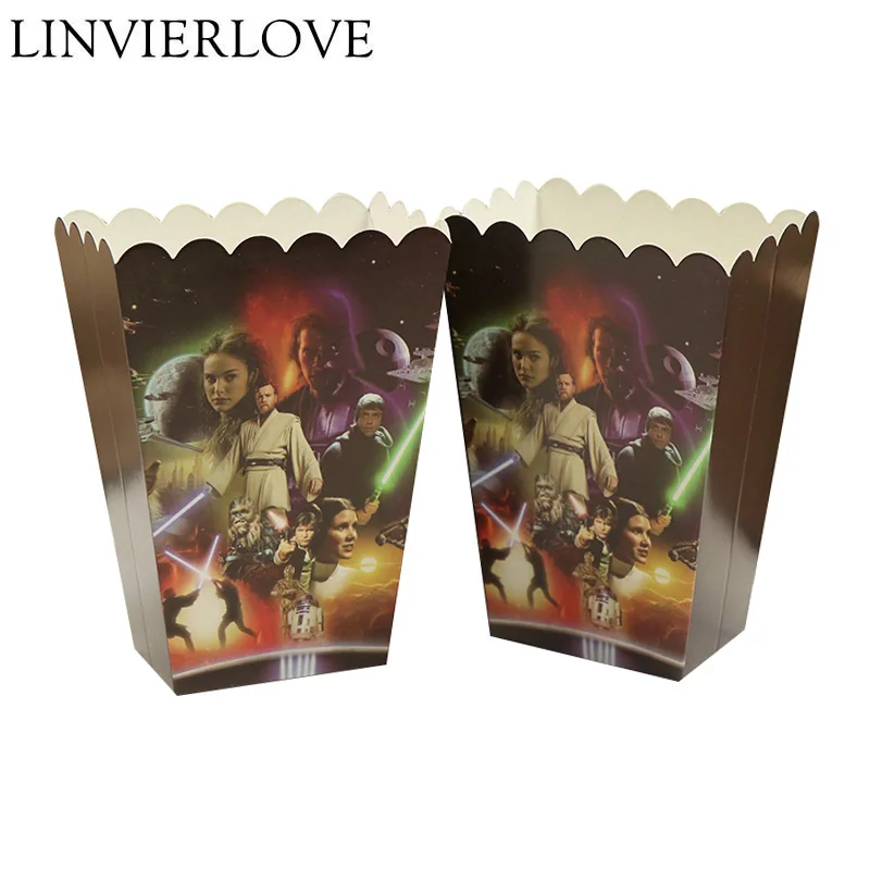 

6pcs/set Cartoon Star Wars Paper Popcorn Box For Kids Birthday Party Supplies Gift Boxes & Bags Party Favor Accessory Decor