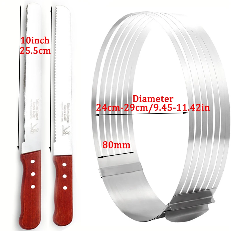 

3pc/set Adjustable Cake Layer Bakeware Baking Cake Tools Cut Mousse Kitchen Chef Serrated Toast Knife Cake Slicer Device Mold