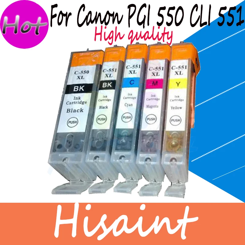 

Hot sale a Set For Canon PGI-550 CLI-551 PGI550 CLI551 Ink Cartridges PGI 550 CLI 551 for Canon IP7250 MG5450 MG6350 printer