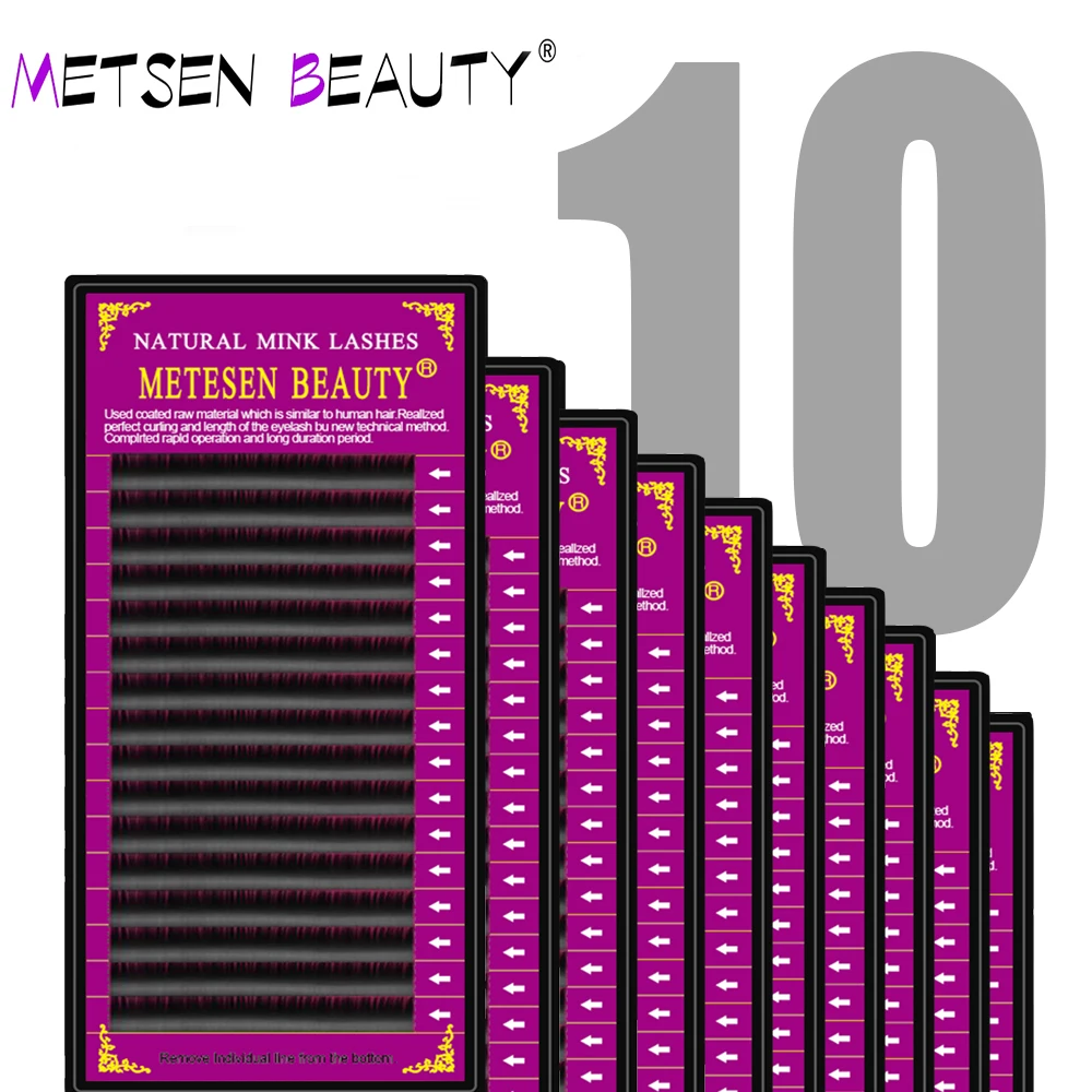 

METESEN BEAUTY popular mink eyelash extensio bulk sale 10 cases/lot individual eyelashes make up tools for beautiful girl