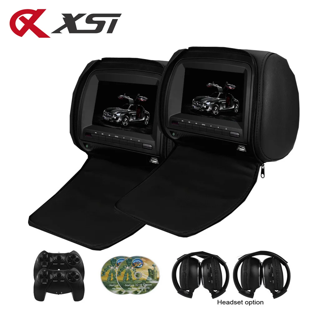 XST 2PCS 7 Inch 800*480 TFT LCD Capacitance Screen Car Headrest Monitor