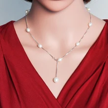 2016 nueva Moda de joyería de perlas Naturales collar de gargantilla para las mujeres 925 joyería de cadena de plata de la perla collares y colgantes