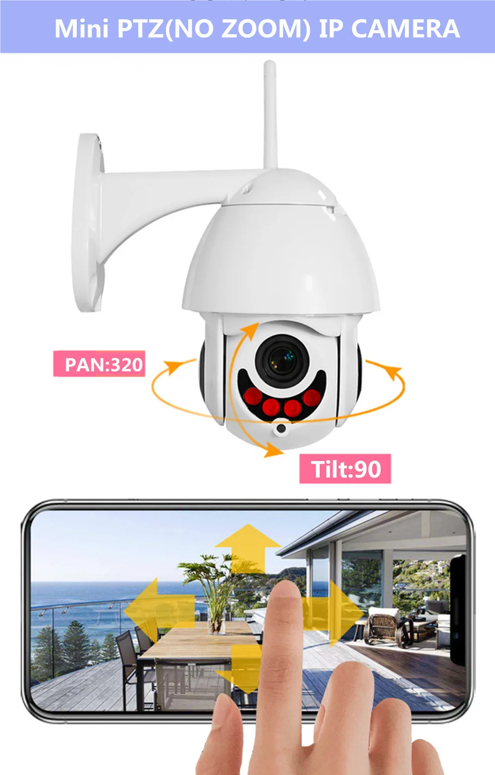 2,5 "Супер Мини PTZ wi-fi ip камера 1080 P HD беспроводной 2MP видеонаблюдения Открытый водостойкий ИК Ночное Видение s