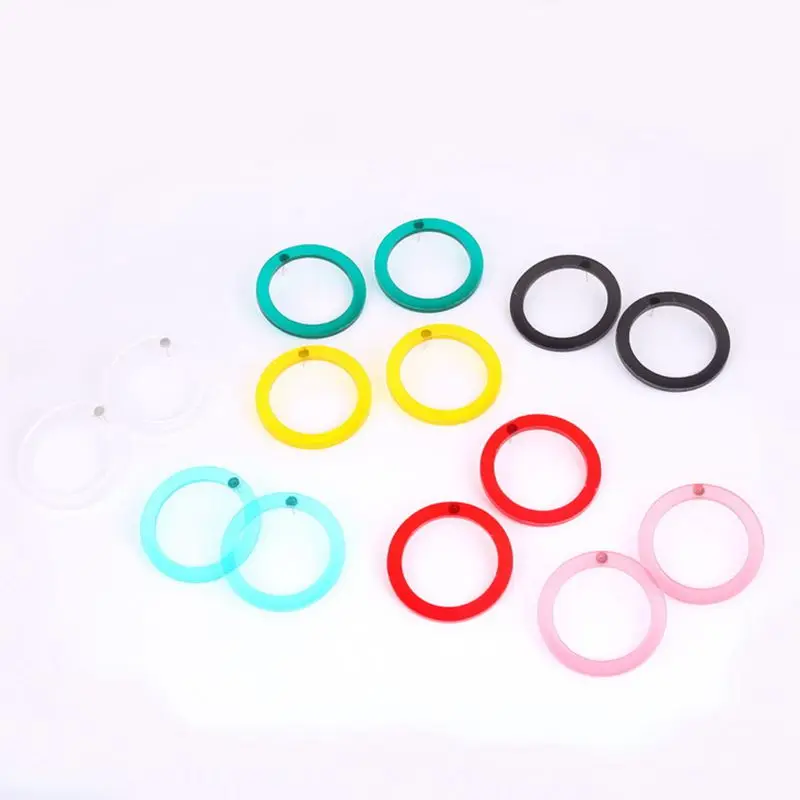 Прозрачные цветные акриловые большие полые круглые серьги-гвоздики Модные женские ювелирные изделия