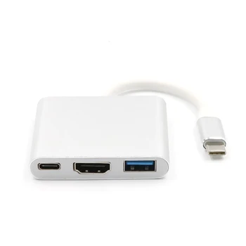 

HDMI Adapter USB3.1 Type-C to Definition Multimedia Interface 4k 3 Ports Adapter HD Devices Cable Support Converter Compatible