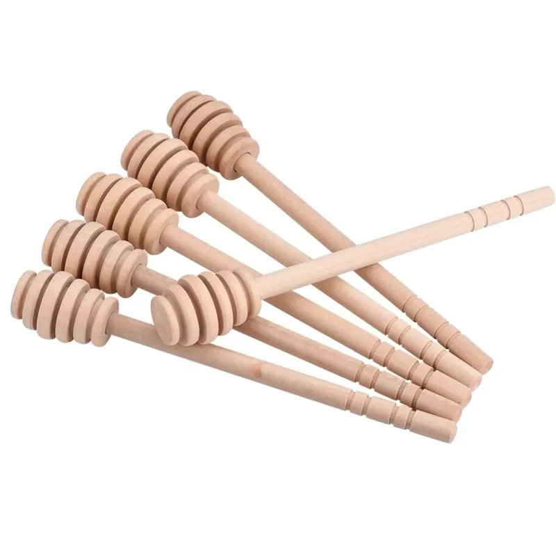6Pcs Wooden Honey Dipper Stick Wood Honey Spoon Jam Honey Drizzler Server Mixing Stirring Teaspoon Tea Party Supply Kitchen Gadgets (2)