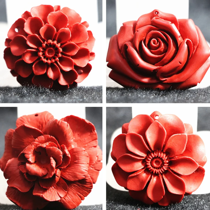 

Hot sale flower butterfly shape synthetic red cinnabar pendant new fashion women clothes long chain diy jewelry making B815