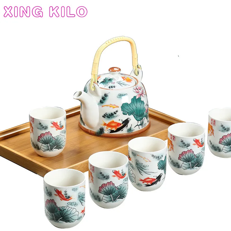 

XING KILO Jingdezhen pickle pot large capacity ceramic kettle home restaurant teapot porcelain tea cup tea set