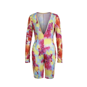 

Trendy Women clothes Ladies V-neck long sleeve Geometry Playsuit casual Bodycon Polyester Romper one pieces