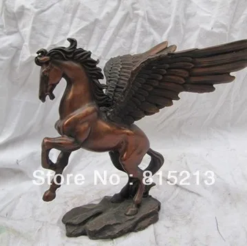 

bi00208 Chinese classical pure red bronze copper carvings winged horse Art Deco statue