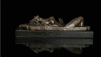 

Art Deco Sculpture Abstract Woman Nude Girl Female Body Bronze Statue Signed