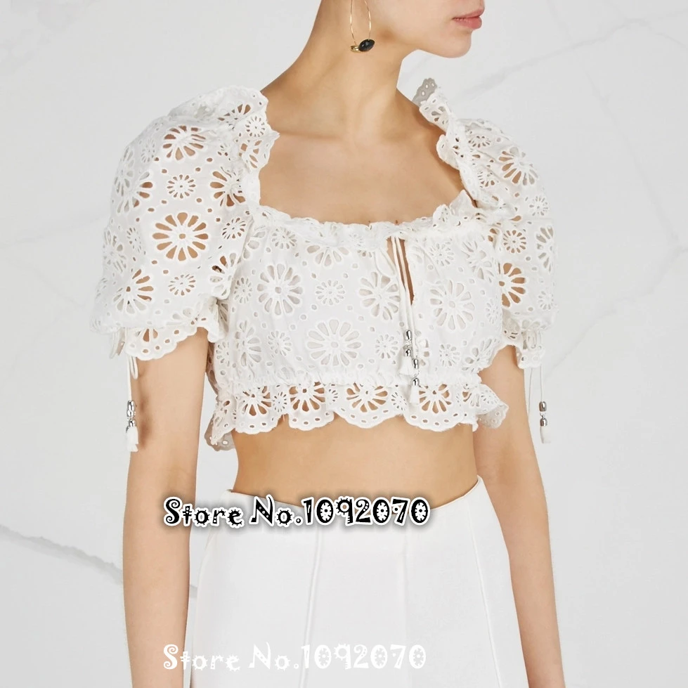 Blusa de algodón con hombros descubiertos con de color marfil y Margarita para mujer|Blusas y camisas| - AliExpress