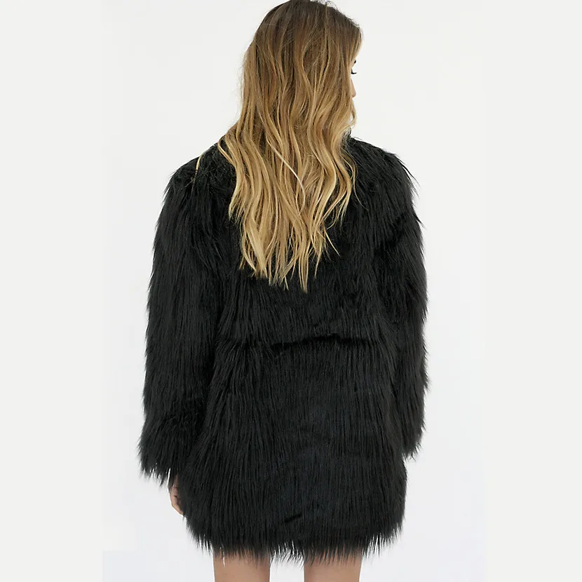Осень Зима пушистая длинная куртка из искусственного меха пальто для женщин распродажа