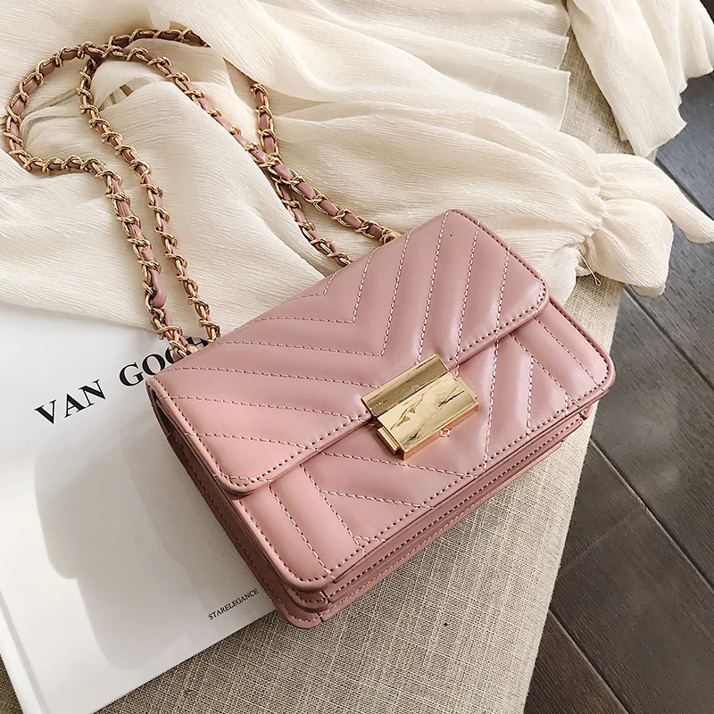 

Luxury Brand Square bag 2019 Fashion New High Quality PU Leather Women's Designer Handbag Lock Chain Shoulder Messenger Bags