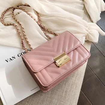 

Luxury Brand Square bag 2019 Fashion New High Quality PU Leather Women's Designer Handbag Lock Chain Shoulder Messenger Bags